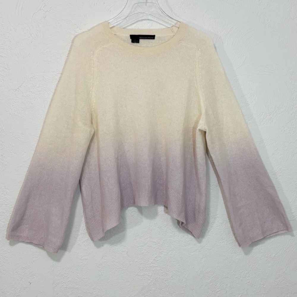 360Cashmere Sweater Womens S Cream Lavender Ombre Dip Dye Cashmere Boho